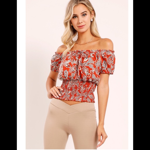 Papaya Tops - ✈️ Papaya off shoulder crop top M NWT